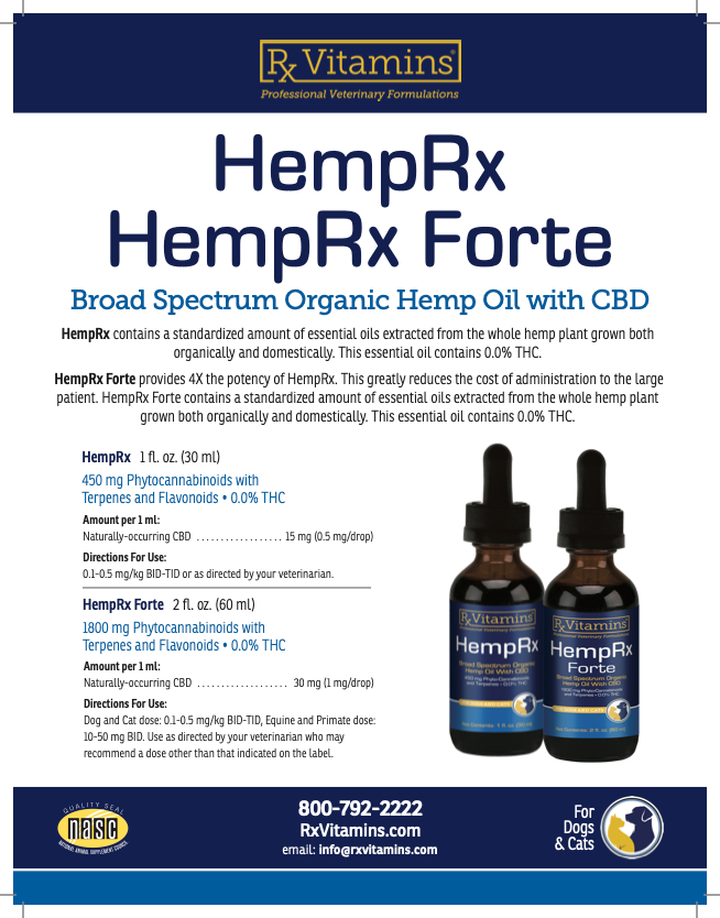 Rx Vitamins: Hemp Rx Organic Hemp Oil with CBD For Dogs & Cats
